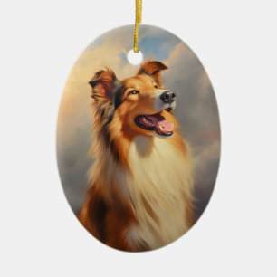 Rough collie / Scottish collie Ceramic Tree Decoration