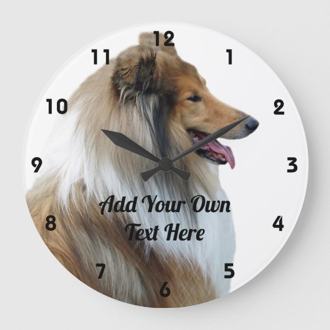 Rough Collie Sheep Dog Large Clock (Front)