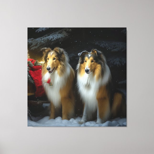 Rough Collie Snowy Sleigh Christmas Decor (Front)