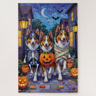 Rough Collie Trick-or-Treating Halloween Costumes Jigsaw Puzzle
