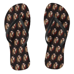 Rough Collie With Santa Claus Festive Christmas  Jandals