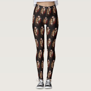 Rough Collie With Santa Claus Festive Christmas  Leggings