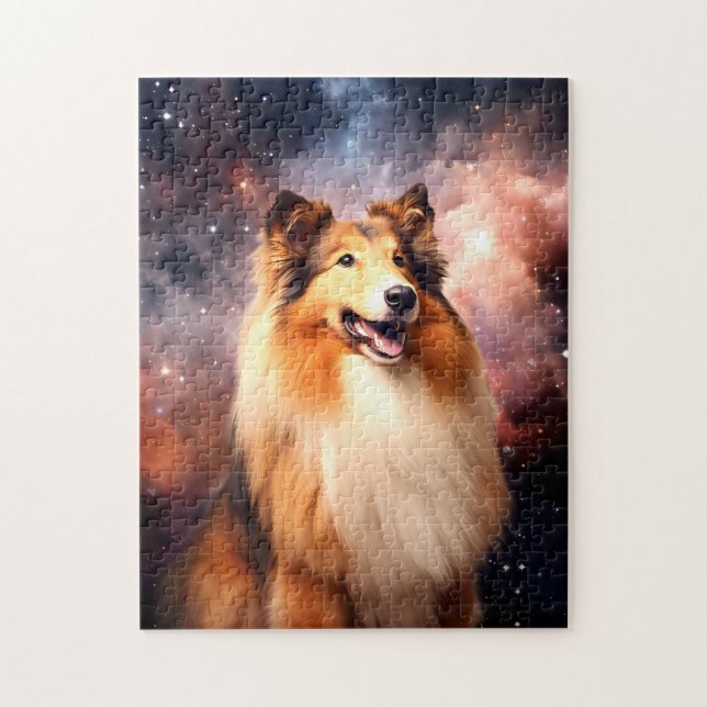 Rough Collie with Space Background Jigsaw Puzzle (Vertical)