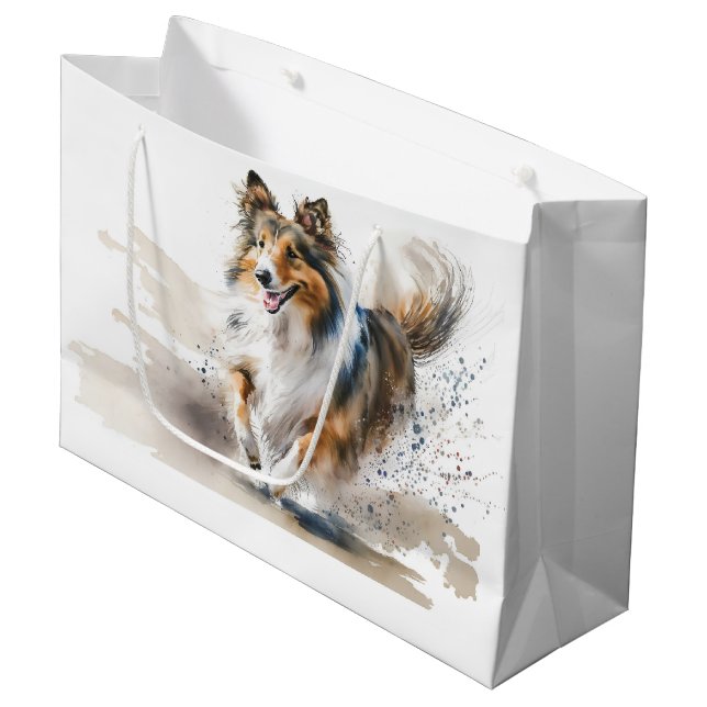  Rough Collies Large Gift Bag (Front Angled)