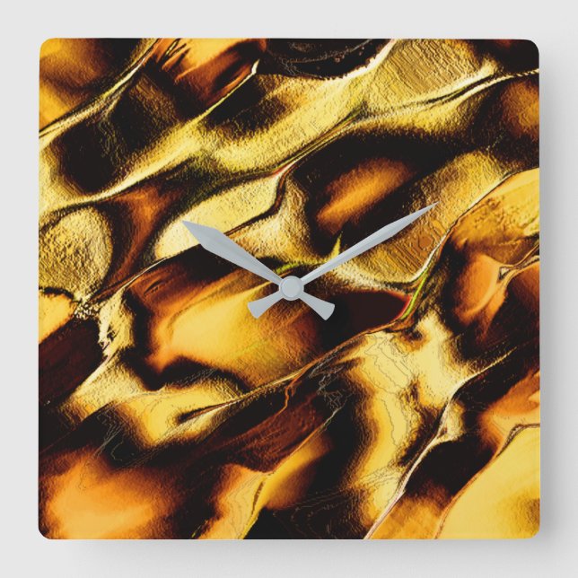 Rough dunes in burnt gold square wall clock (Front)