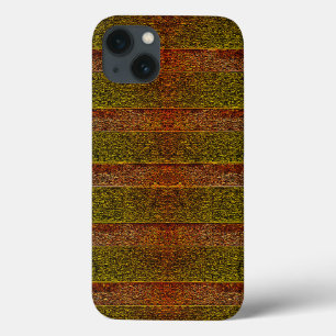 Rough embossed and shaded stripes, greenish red iPhone 13 case