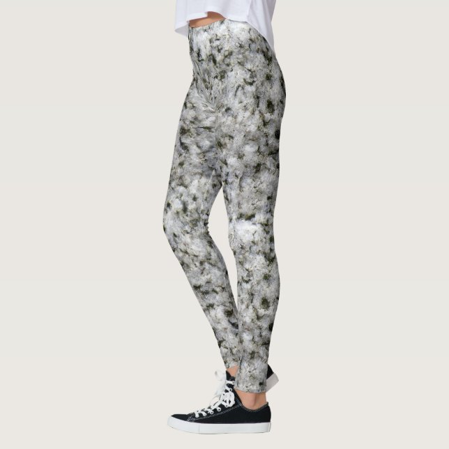 Rough Geology White Granite Rock Texture Photo Leggings (Left)