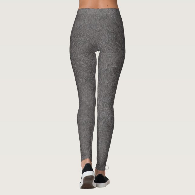 Rough Grey Leather Print Leggings (Back)