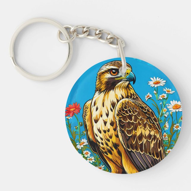 Rough legged hawk bird key ring (Front)