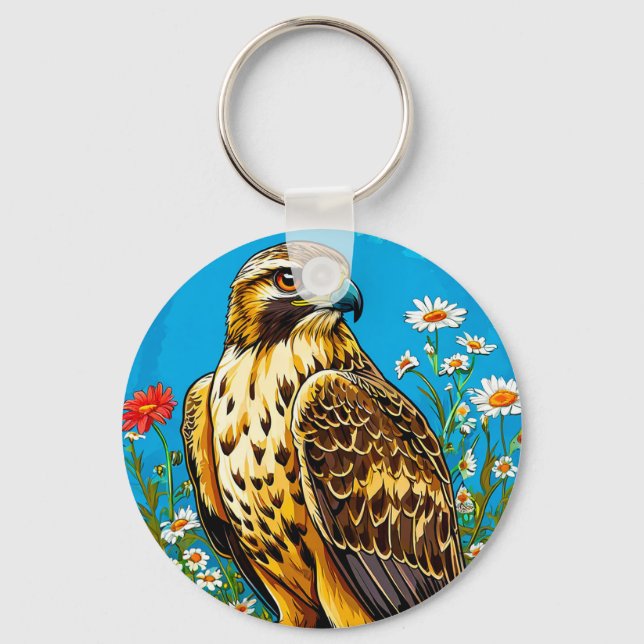 Rough legged hawk bird key ring (Front)