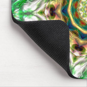 Rough metal aqua blue and green texture mandala    mouse pad