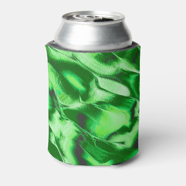 Rough metallic green dunes drawing can cooler (Can Back)