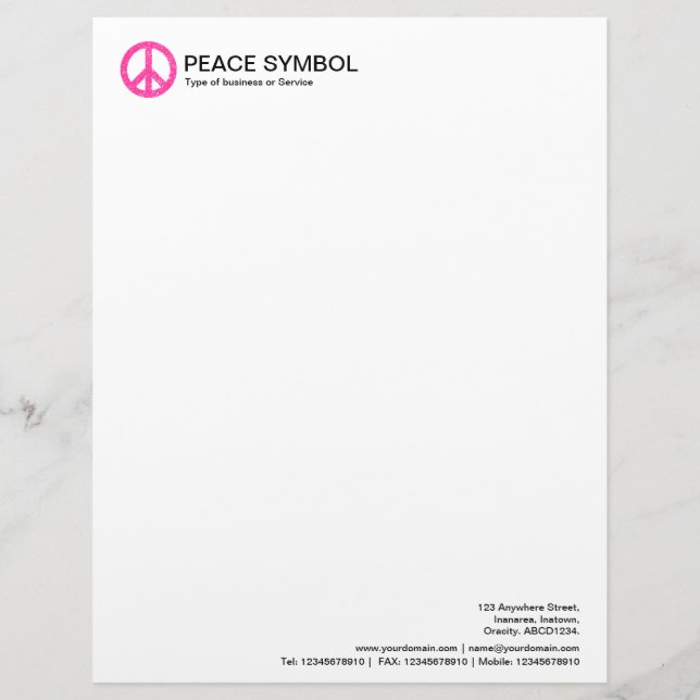 Rough Peace - Hot Pink Personalised Letterhead (Front)