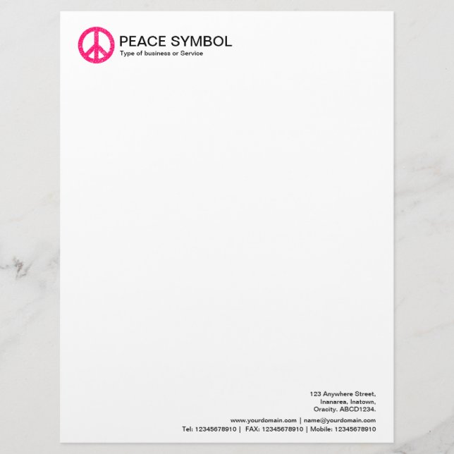 Rough Peace - Neon Red Personalised Letterhead (Front)