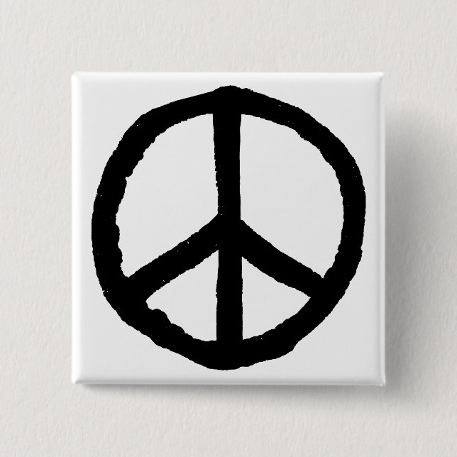 Rough Peace Symbol 15 Cm Square Badge (Front)