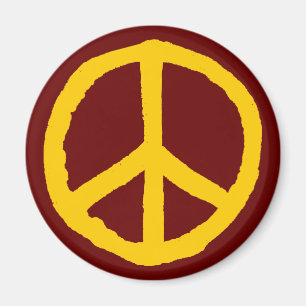 Rough Peace Symbol - Amber of Dark Maroon Magnet