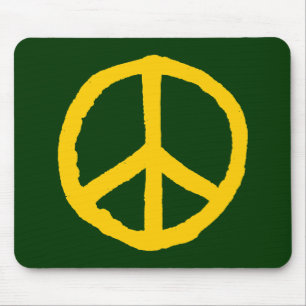 Rough Peace Symbol - Amber on Dark Green Mouse Pad