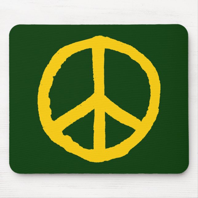Rough Peace Symbol - Amber on Dark Green Mouse Pad (Front)