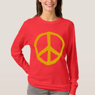 Rough Peace Symbol - Amber on Dark T-Shirt
