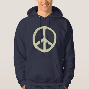 Rough Peace Symbol - Cream on Dark Hoodie