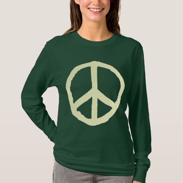 Rough Peace Symbol - Cream on Dark T-Shirt (Front)