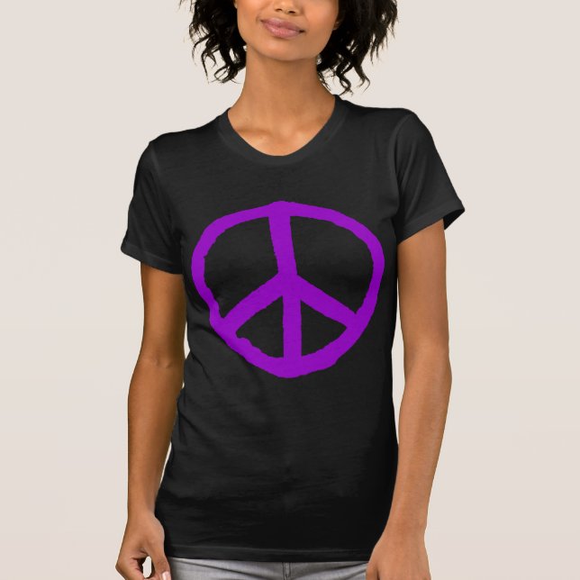 Rough Peace Symbol - Purple on Dark T-Shirt (Front)