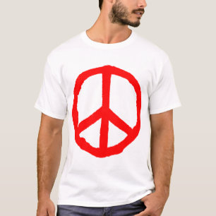 Rough Peace Symbol - Red T-Shirt