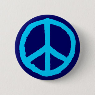 Rough Peace Symbol - Shades of Blue 6 Cm Round Badge