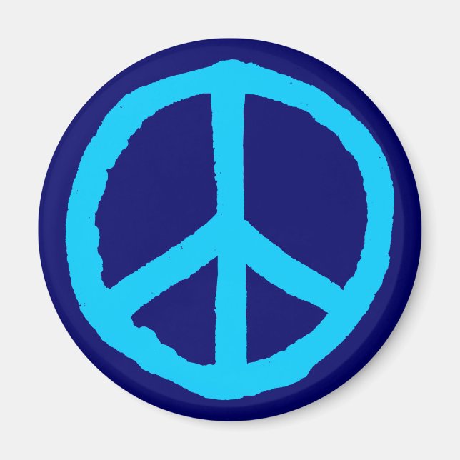 Rough Peace Symbol - Shades of Blue Magnet (Front)