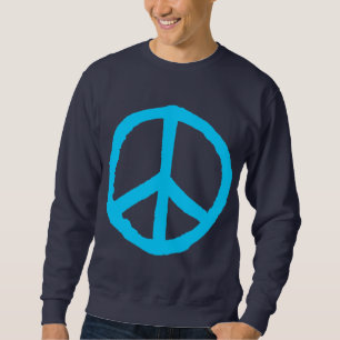 Rough Peace Symbol - Sky Blue on Dark Sweatshirt