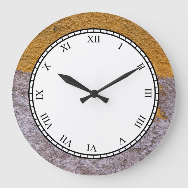 Rough Raw Beton Grey Yellow Construction Wall Large Clock (Front)