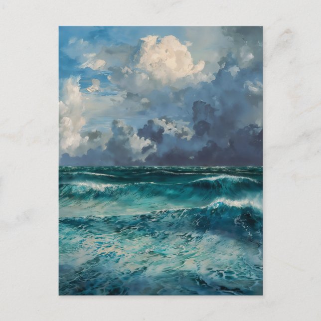 Rough Seas - Impressionism Style Seascape Art Postcard (Front)