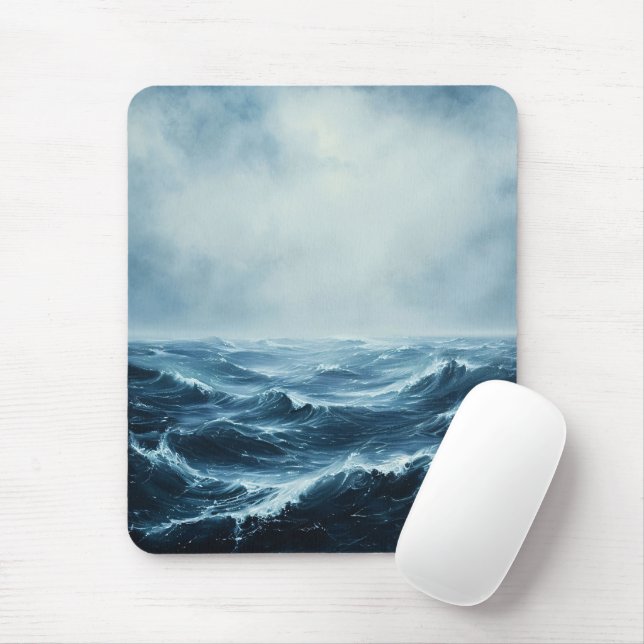 Rough Seas Ocean Waves Mouse Pad (With Mouse)