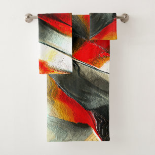 Rough silvery rock over burning ember, intensity bath towel set