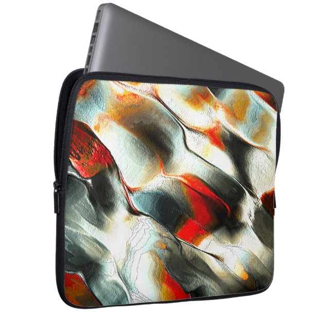 Rough silvery rock over burning ember, intensity laptop sleeve (Front Right)