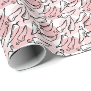 Rough Sketch Chile Peppers on Pink Wrapping Paper