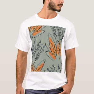 Rough Sketched Grass Ethnic Design T-Shirt