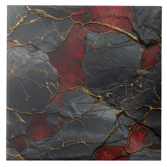 Rough Slate Texture Gold Veins Tile (Front)