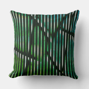 Rough stripes over green stained  abstract design cushion