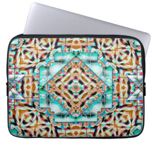 Rough texture mix with silver plates, kaleidoscope laptop sleeve