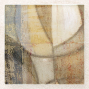 Rough Textured Earth Tone Painting Glass Coaster