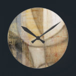 Rough Textured Earth Tone Painting Round Clock<br><div class="desc">A Vision Studio creation,  this rough textured earth tone painting is full of autumnal colours. Cream,  brown and tan are cut into different shapes by thick lines. Personalise a Zazzle product with this great print today!</div>