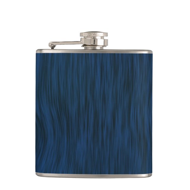 Rough Wood Grain Look Background Deep Blue Hip Flask (Front)