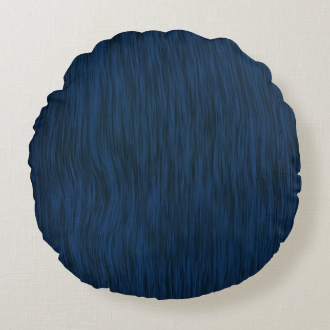 Rough Wood Grain Look Background Deep Blue Round Cushion (Front)