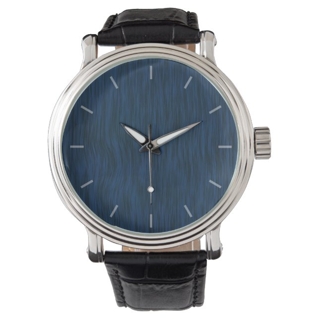 Rough Wood Grain Look Background Deep Blue Watch (Front)