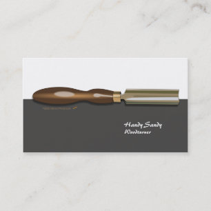 Roughing Gouge Woodturning Blk White Business Card