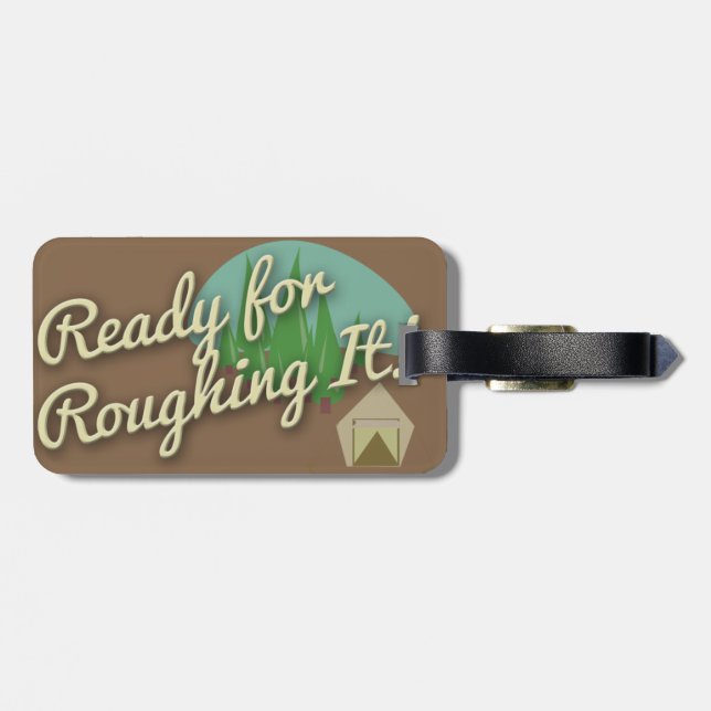 Roughing It Camping Fun Cartoon Art  Luggage Tag (Back Horizontal)