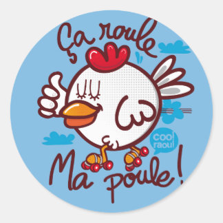 Roule ma poule classic round sticker