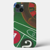 Roulette Table with Chips and Wheel
