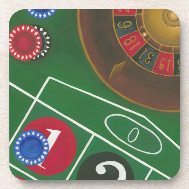 Roulette Table with Chips and Wheel Coaster (Front)